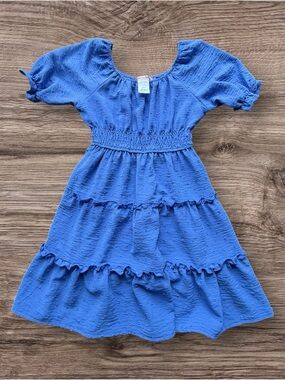 Girls Love Squared Blue Dot Dress Size 8